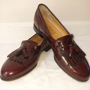 Salvatore Farragamo vintage 1950s men's red leather tassel dress loafers 10D